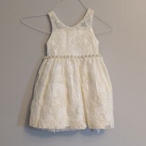 American Princess Sleeveless Ivory Lace Dress with Pearl Waistband Formal Sz 3T